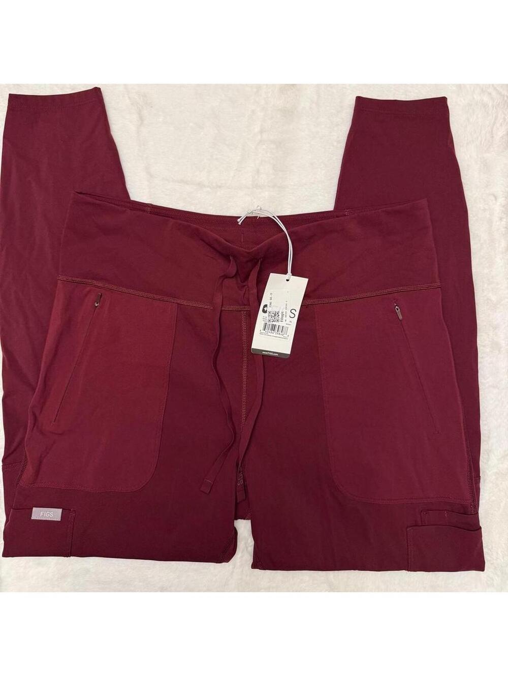 FIGS Seville High-Waisted Scrub Leggings Burgundy Size XL - Picture 6 of 8